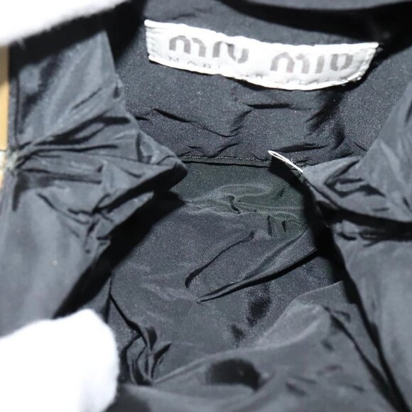 Miu Miu Shoulder Pouch Suede Black Gold Auth 120859 - Picture 10 of 16